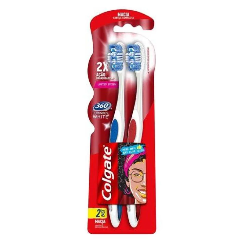 ESCOVA DENTAL COLGATE LUMINOUS WHITE PACK COM 2 UND