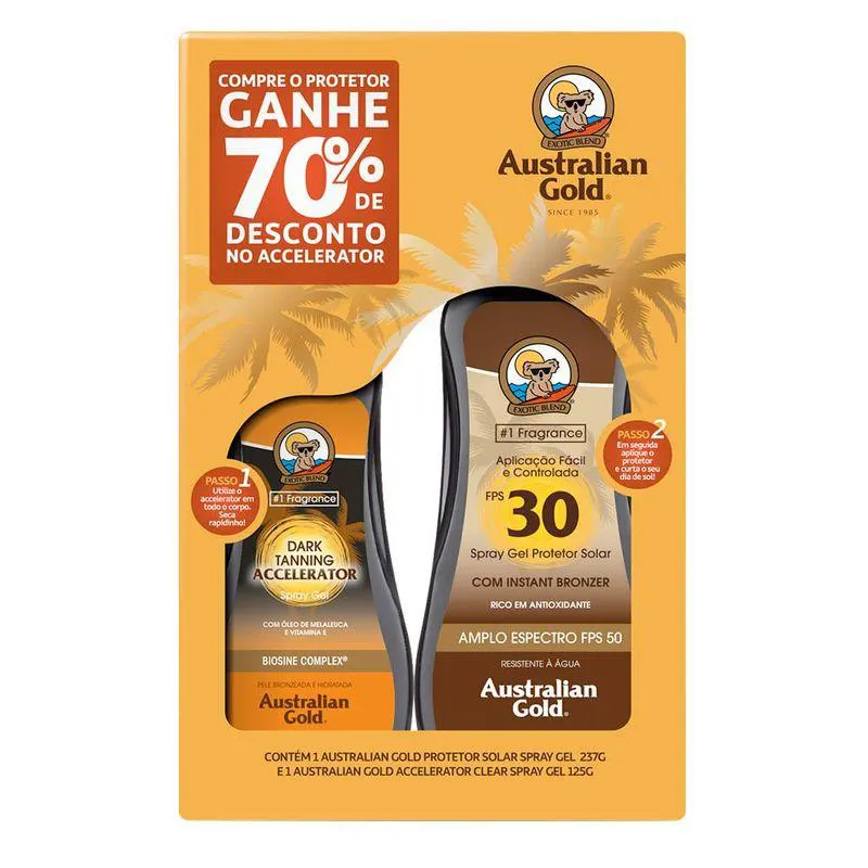 AUSTRALIAN GOLD DARK TANNING KIT - PROTETOR SOLAR + ACELERADOR KIT