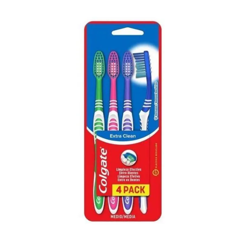 ESCOVA DE DENTES COLGATE EXTRA CLEAN COM 4 UNIDADES