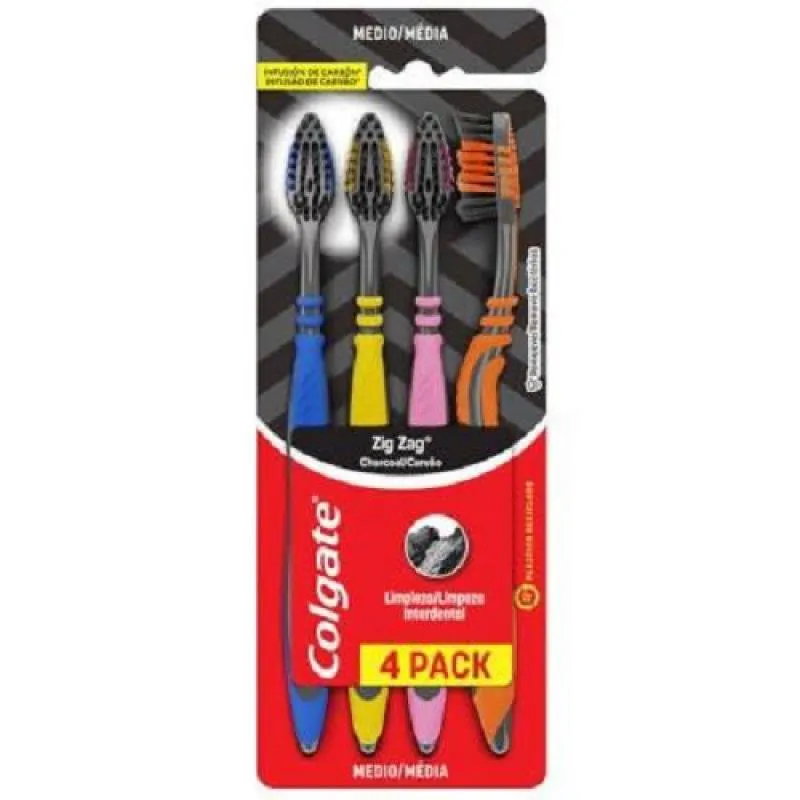 ESCOVA DENTAL COLGATE ZIG ZAG CARVãO 16 FHS COM 4 UND