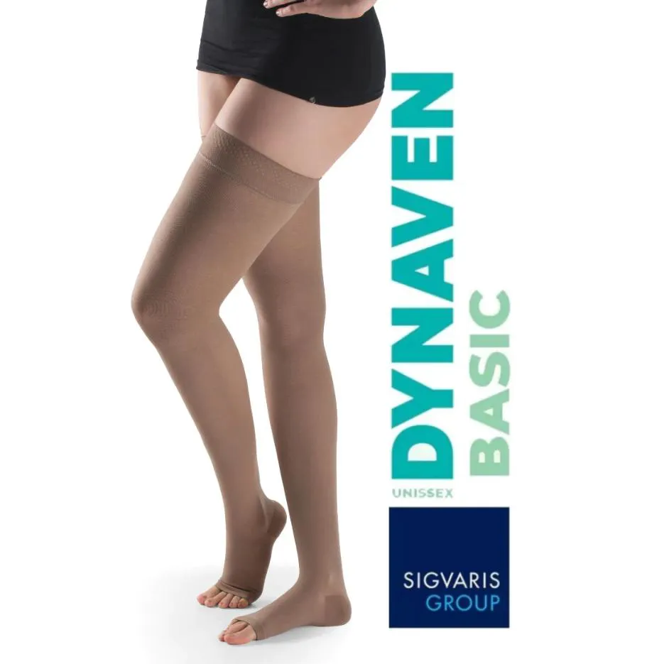 SIGVARIS DYNAVEN BASIC MEIA DE COMPRESSãO 20–30 MMHG MEIA COXA COR BEGE M3
