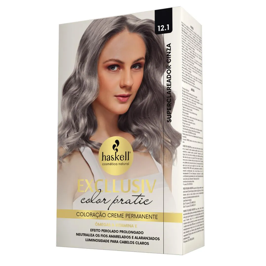 KIT COLORAçãO HASKELL COLOR PRATIC 12.1 SUPERCLAREADOR CINZA