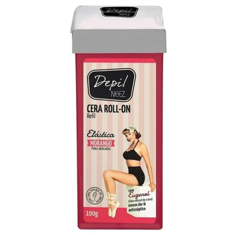 CERA DEPILATóRIA NEEZ ROLL ON MORANGO 100G