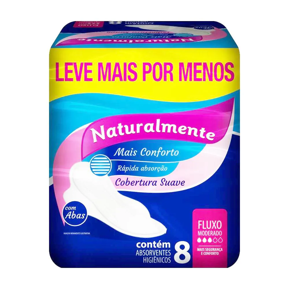 ABSORVENTE NAT MAIS COM ABAS C/8 UNIDADES