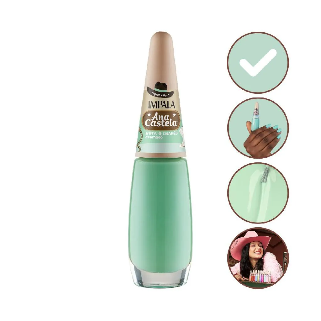 ESMALTE CREMOSO BOTA O CHAPEU ANA CASTELA IMPALA MANICURE