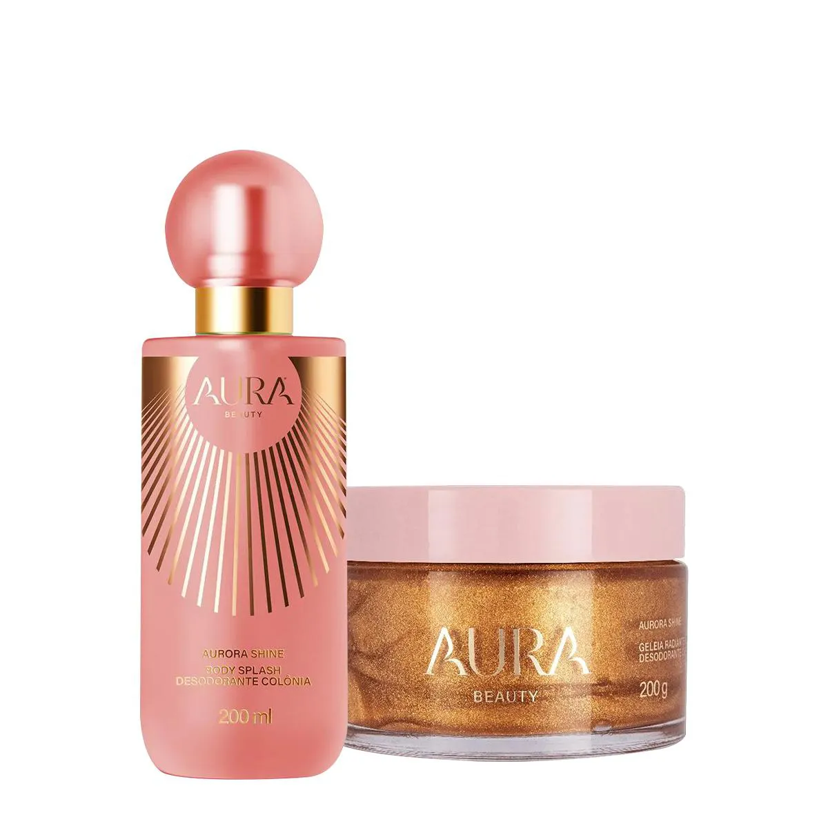 KIT AURA BEAUTY AURORA SHINE GELEIA ILUMINADORA BODY SPLASH (2 PRODUTOS)