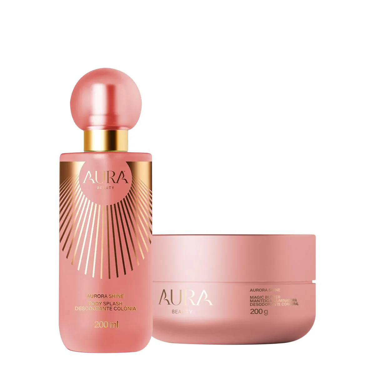 KIT AURA BEAUTY AURORA SHINE MAGIC BUTTER ILUMINADOR BODY SPLASH (2 PRODUTOS)