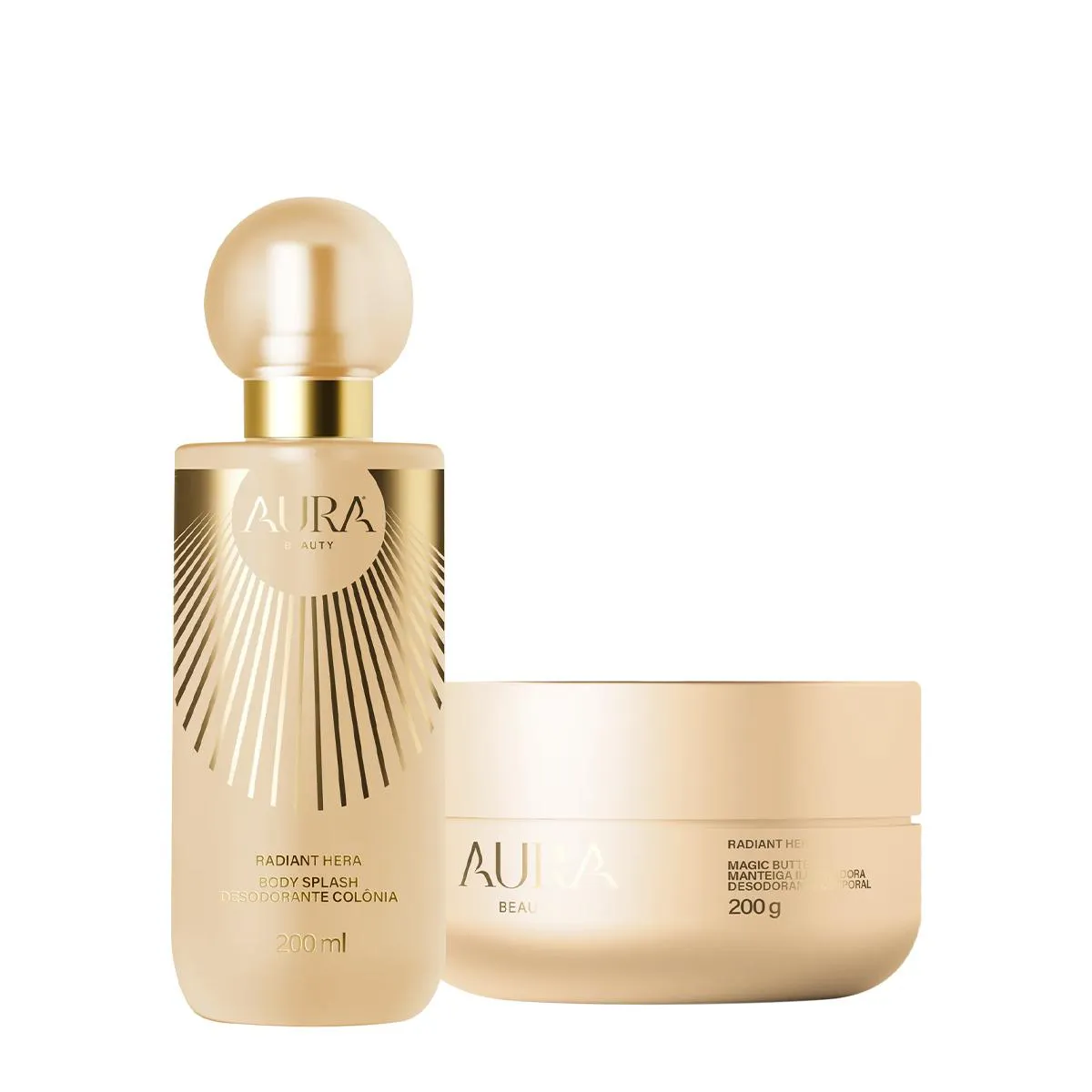 KIT AURA BEAUTY RADIANT HERA MAGIC BUTTER ILUMINADOR BODY SPLASH (2 PRODUTOS)