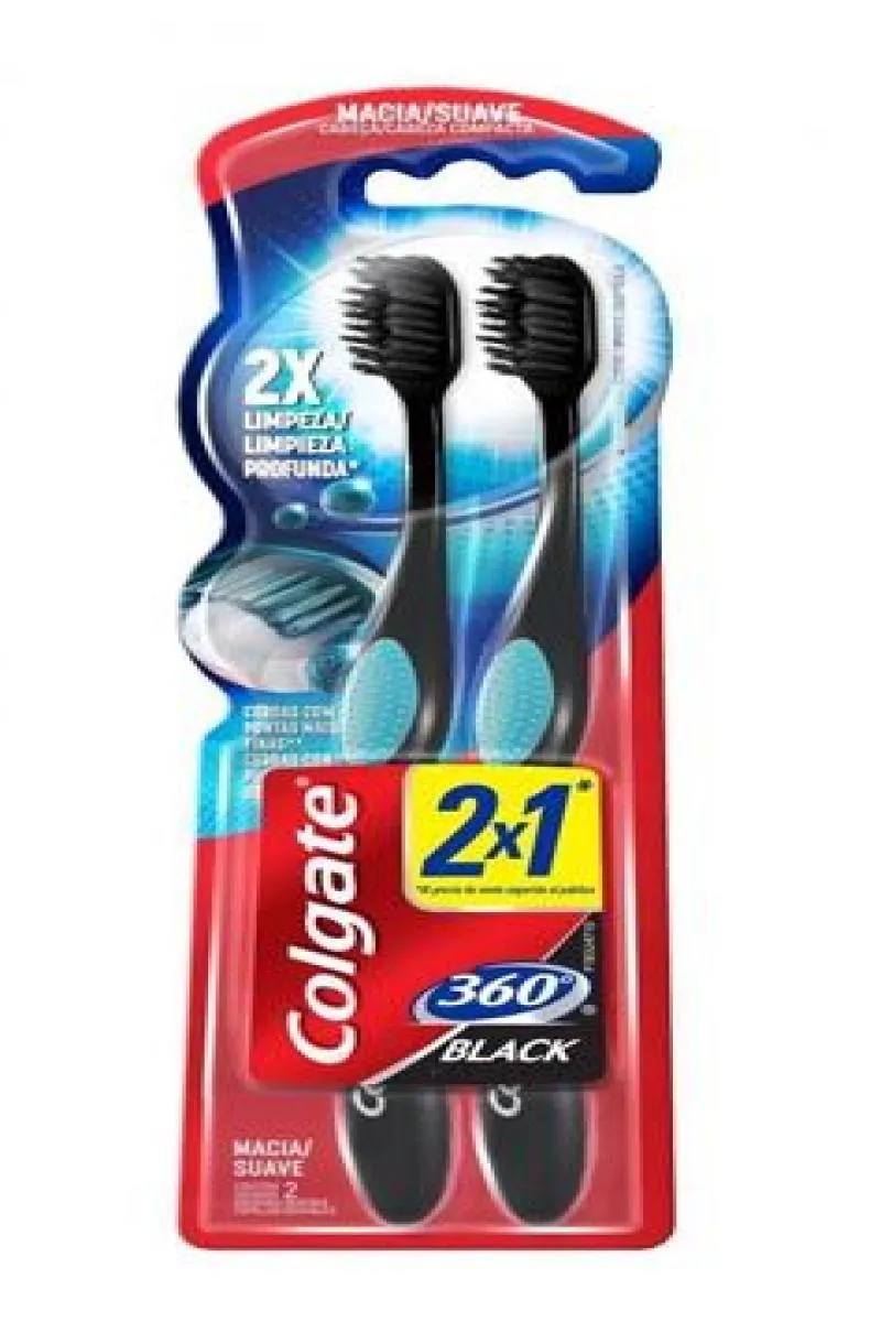 ESCOVA DENTAL COLGATE 360º BLACK LEVE C/2 UNIDADES