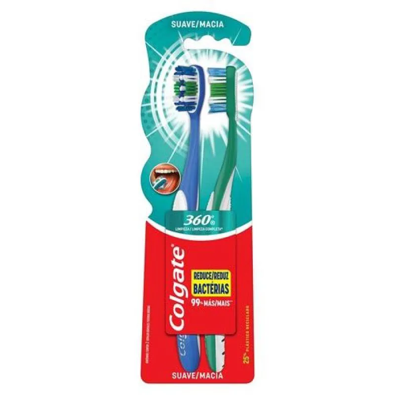 ESCOVA DENTAL COLGATE 360º MACIA C/2 UNIDADES
