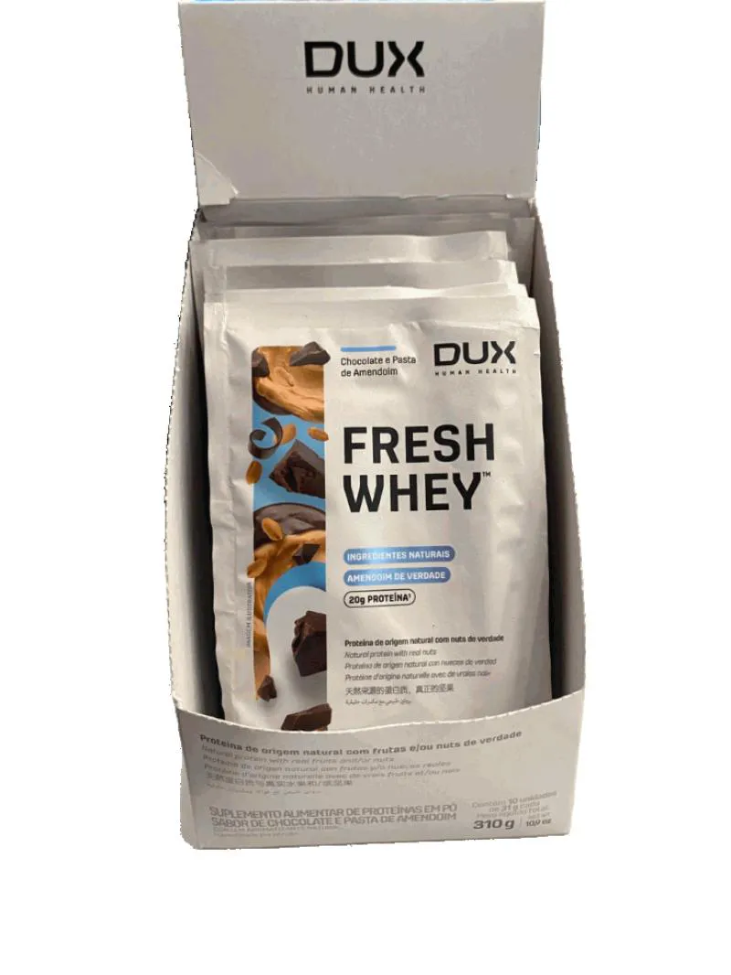 FRESH WHEY DISPLAY 310G (10 SACHêS DE 31G) - SABOR: CHOCOLATE E PASTA DE AMENDOIM (310G) - (NOVA EMBAL