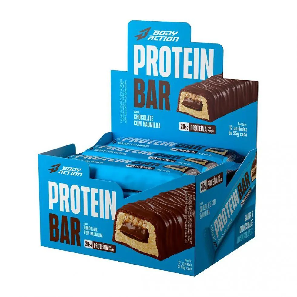 PROTEIN BAR (DISPLAY 12 UNID 55G) - SABOR: CHOCOLATE C/ BAUNILHA