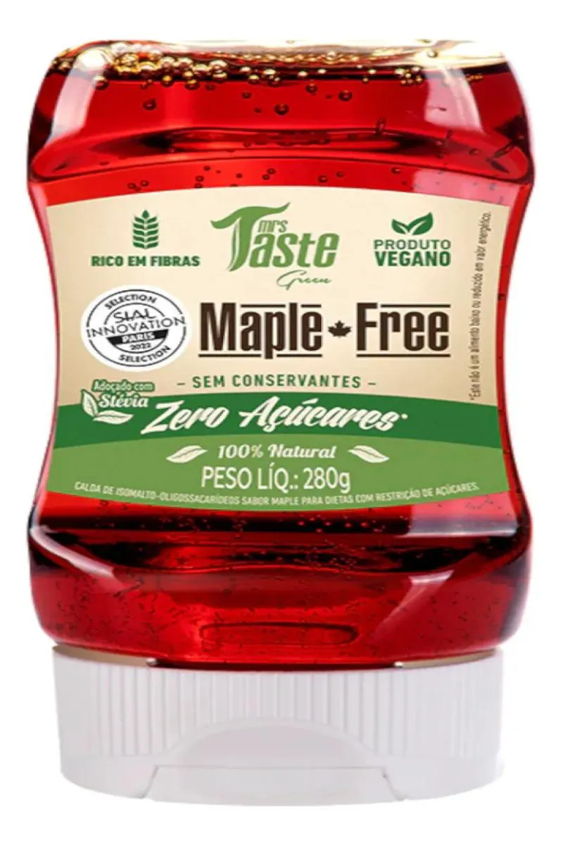 CALDA DOCE ZERO AçúCAR MAPPLE FREE BAIXO EM CALORIAS 280G MRS TASTE