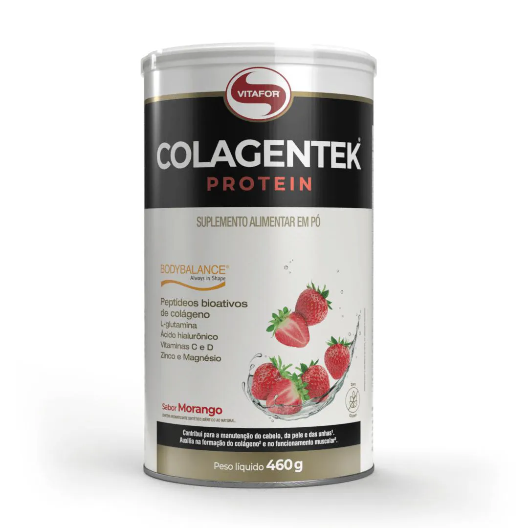 COLAGENTEK PROTEIN LATA SABOR MORANGO 460G VITAFOR