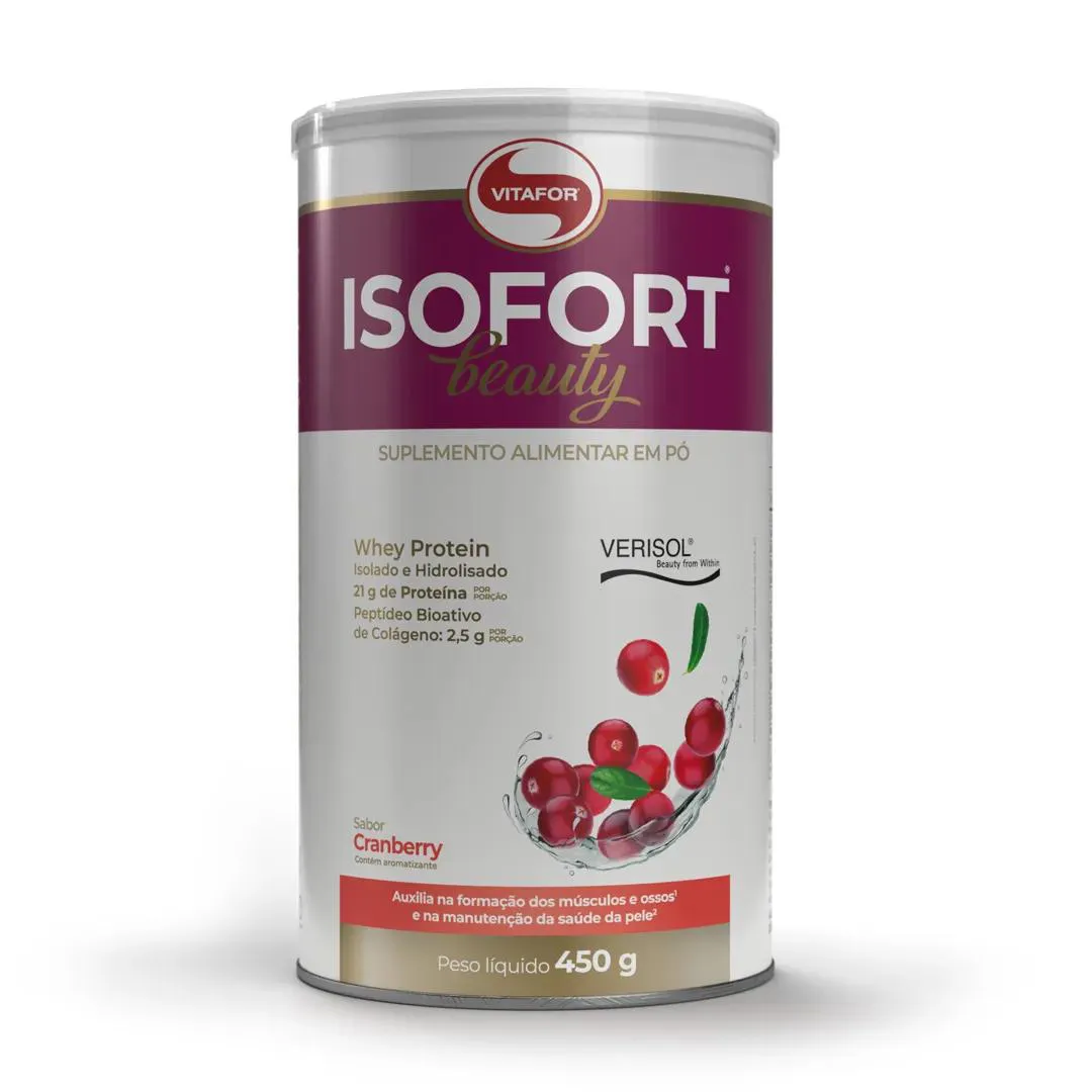 ISOFORT BEAUTY WHEY ISOLADO HIDROLISADO CRANBERRY 450G VITAFOR