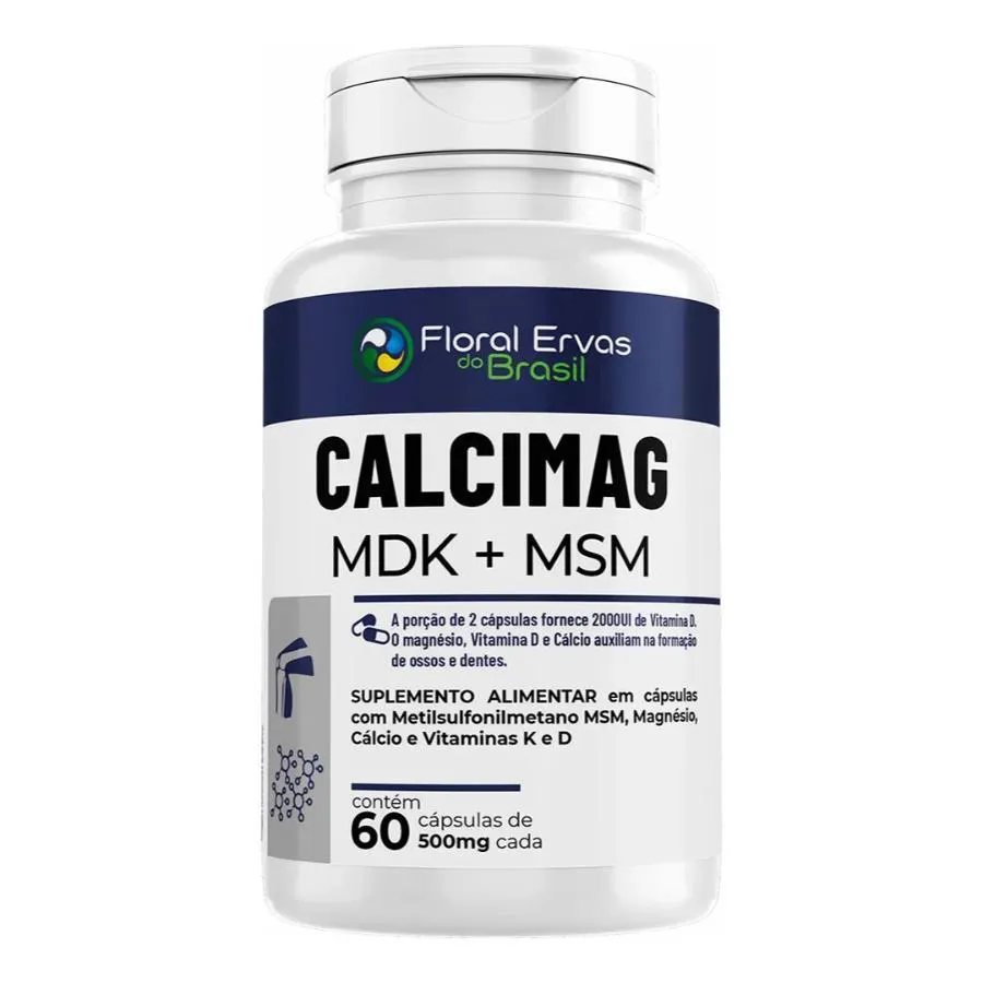 CALCIMAG MDK+MSM 500MG 60 CáPSULAS - FLORAL ERVAS