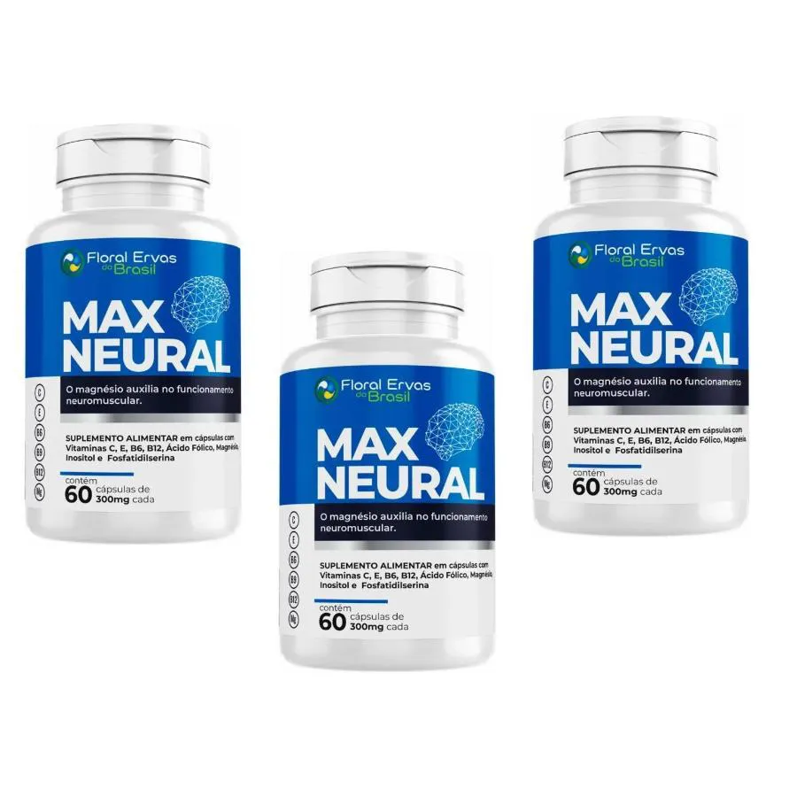 KIT COM 3 MAX NEURAL 300MG 60 CáPSULAS - FLORAL ERVAS