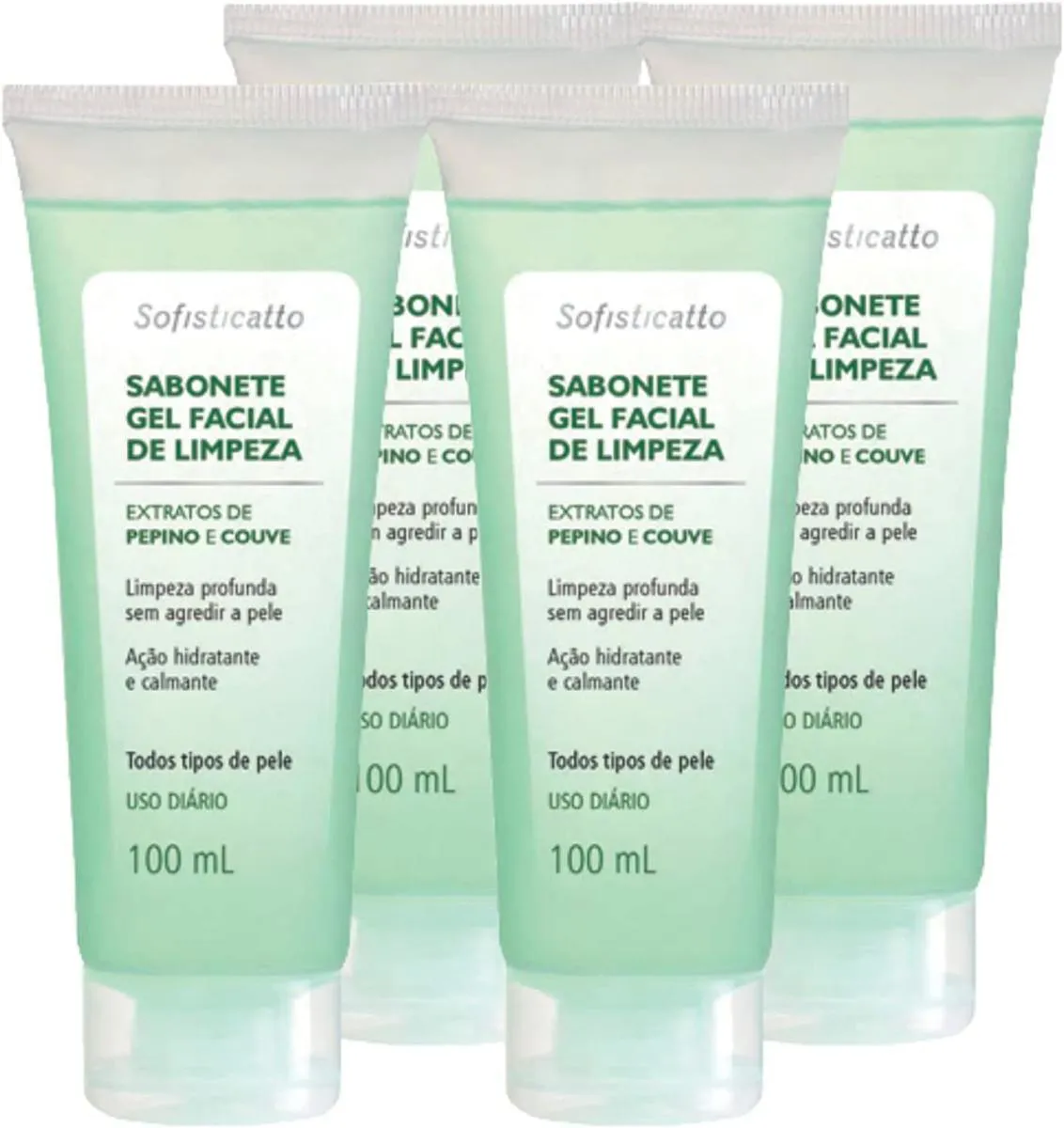 KIT COM 4 SABONETE GEL FACIAL DE LIMPEZA 100ML SOFISTICATTO