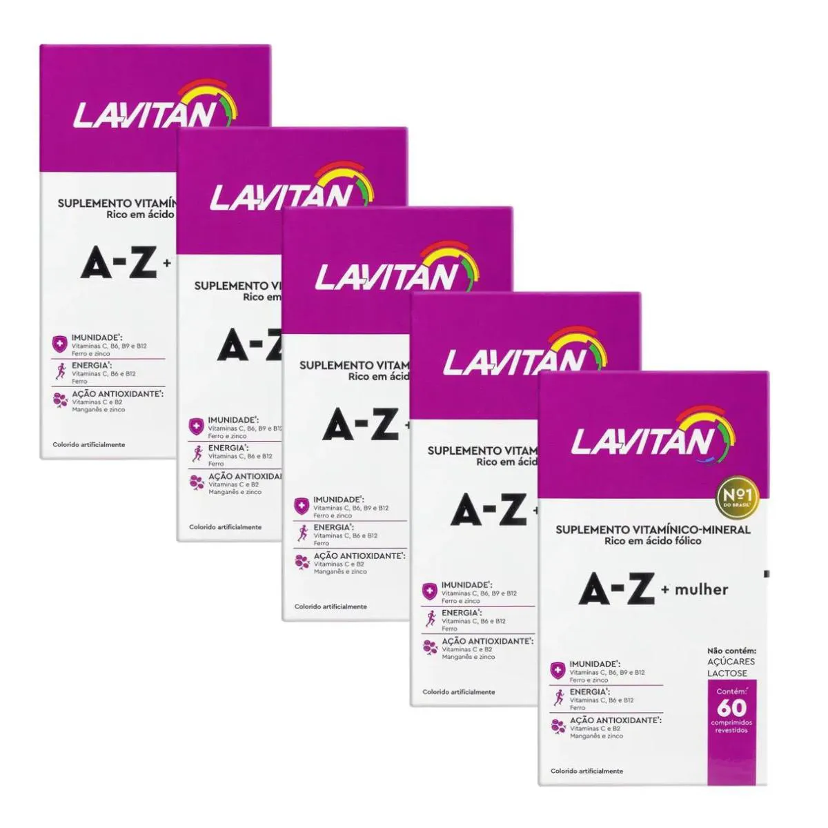 KIT LAVITAN A-Z MULHER SUPLEMENTO ALIMENTAR 60 COMPRIMIDOS 5 UNIDADES