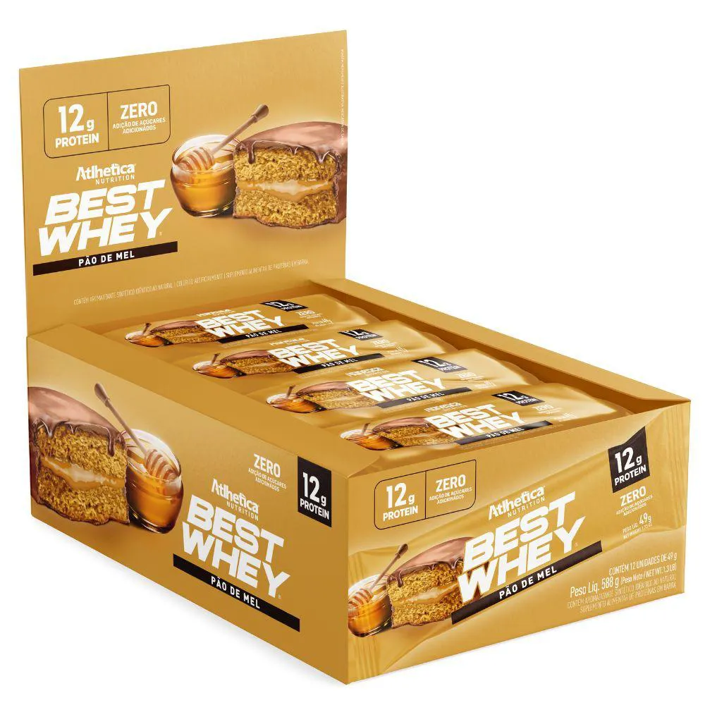 BEST WHEY BAR 12G PROTEINA 12UN PAO DE MEL - ATLHETICA