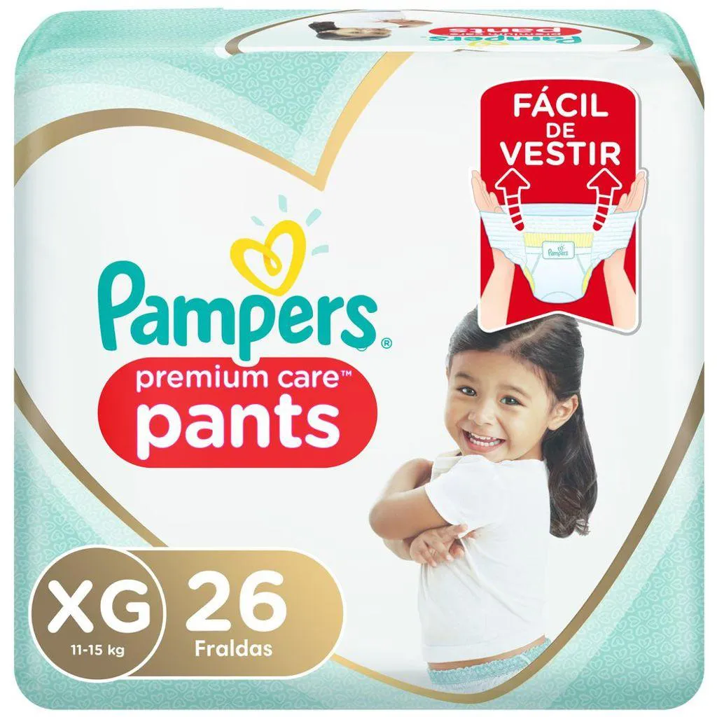 FRALDA PAMPERS PANTS PREMIUM CARE COM 26 UNIDADES XG