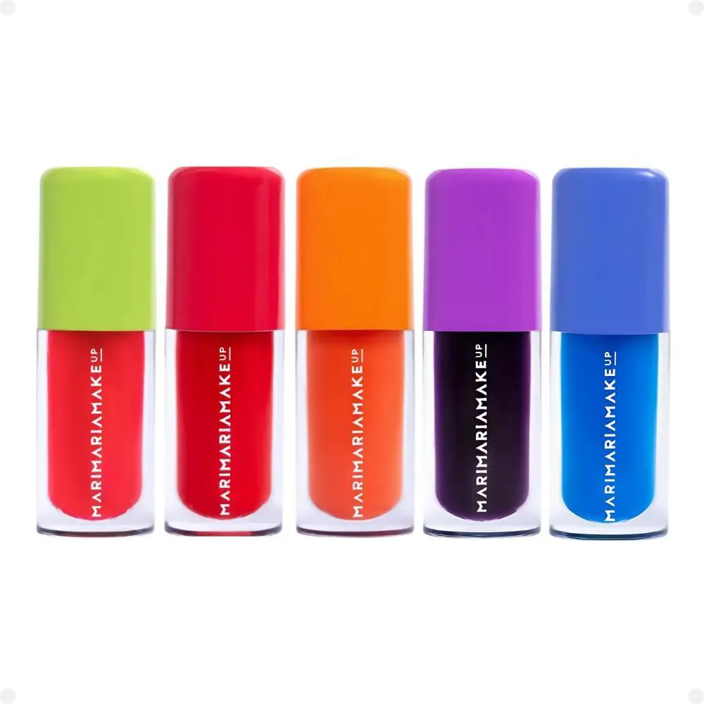 KIT MARI MARIA: 5 LIP OIL MELâNCIA, MORANGO, TANGERINA, AçAI E BLUEBERRY