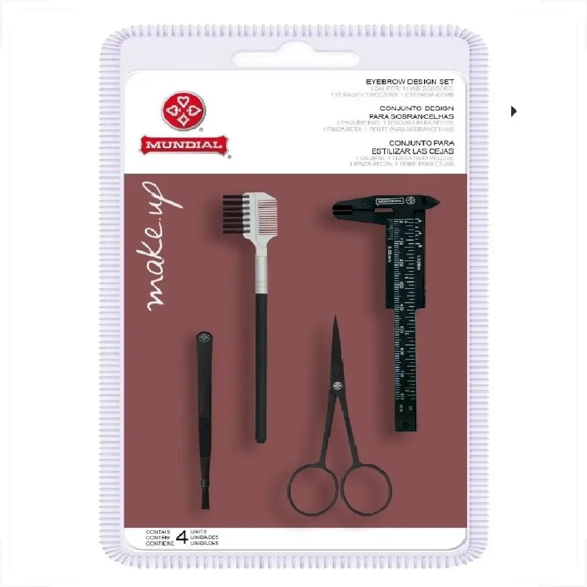 MUNDIAL KIT COM 4 PEçAS PROFISSIONAIS BC320 PARA MAKE UP