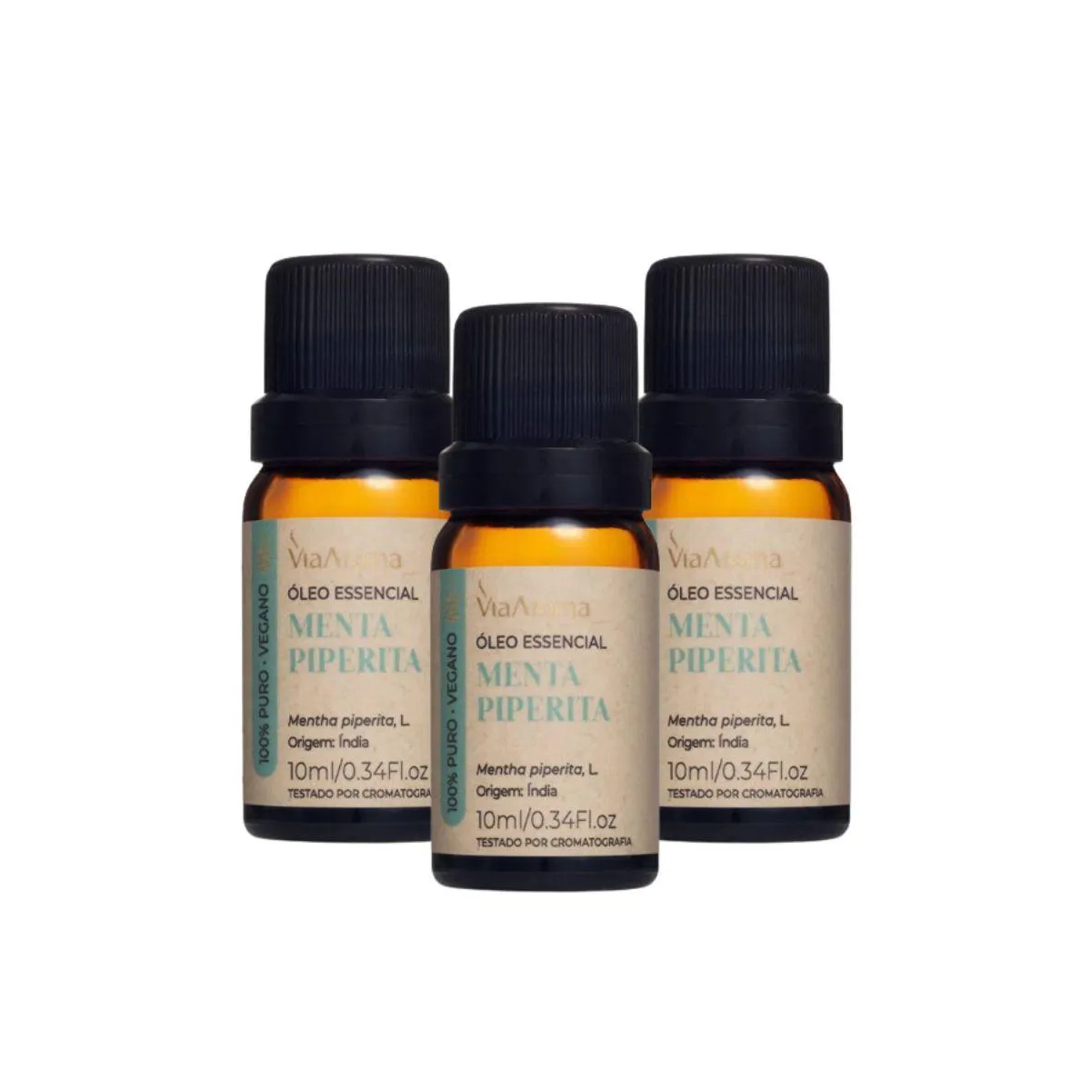 3X ÓLEO ESSENCIAL MENTA PIPERITA VIA AROMA - 10ML