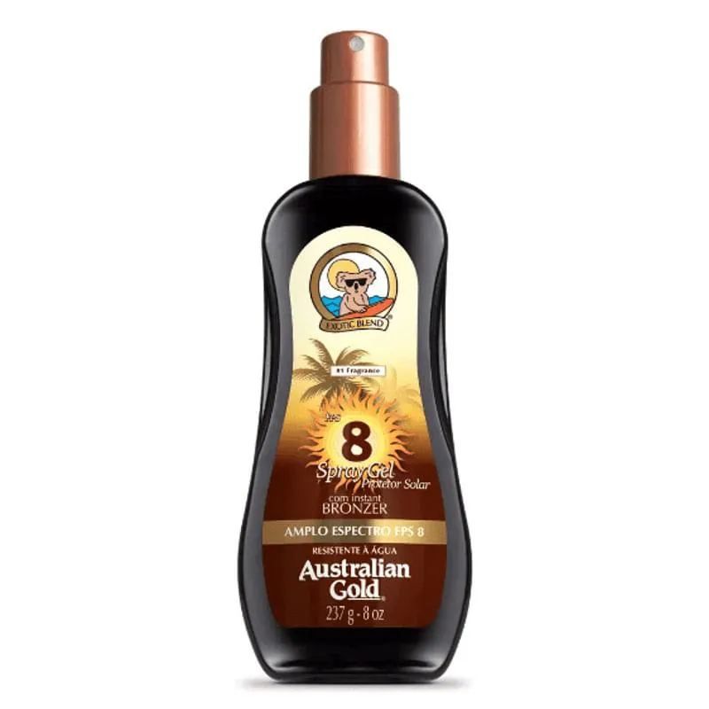 PROTETOR SOLAR AUSTRALIAN GOLD FPS8 SPRAY GEL INSTANT BRONZER 237G