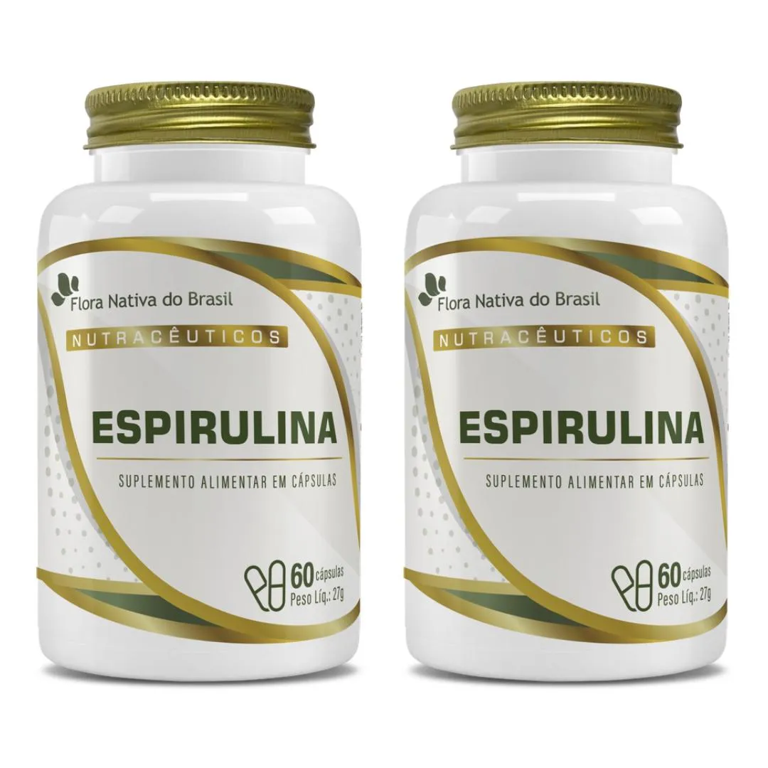 KIT 2X ESPIRULINA + VITAMINA A E MAGNéSIO 60 CáPSULAS FLORA NATIVA