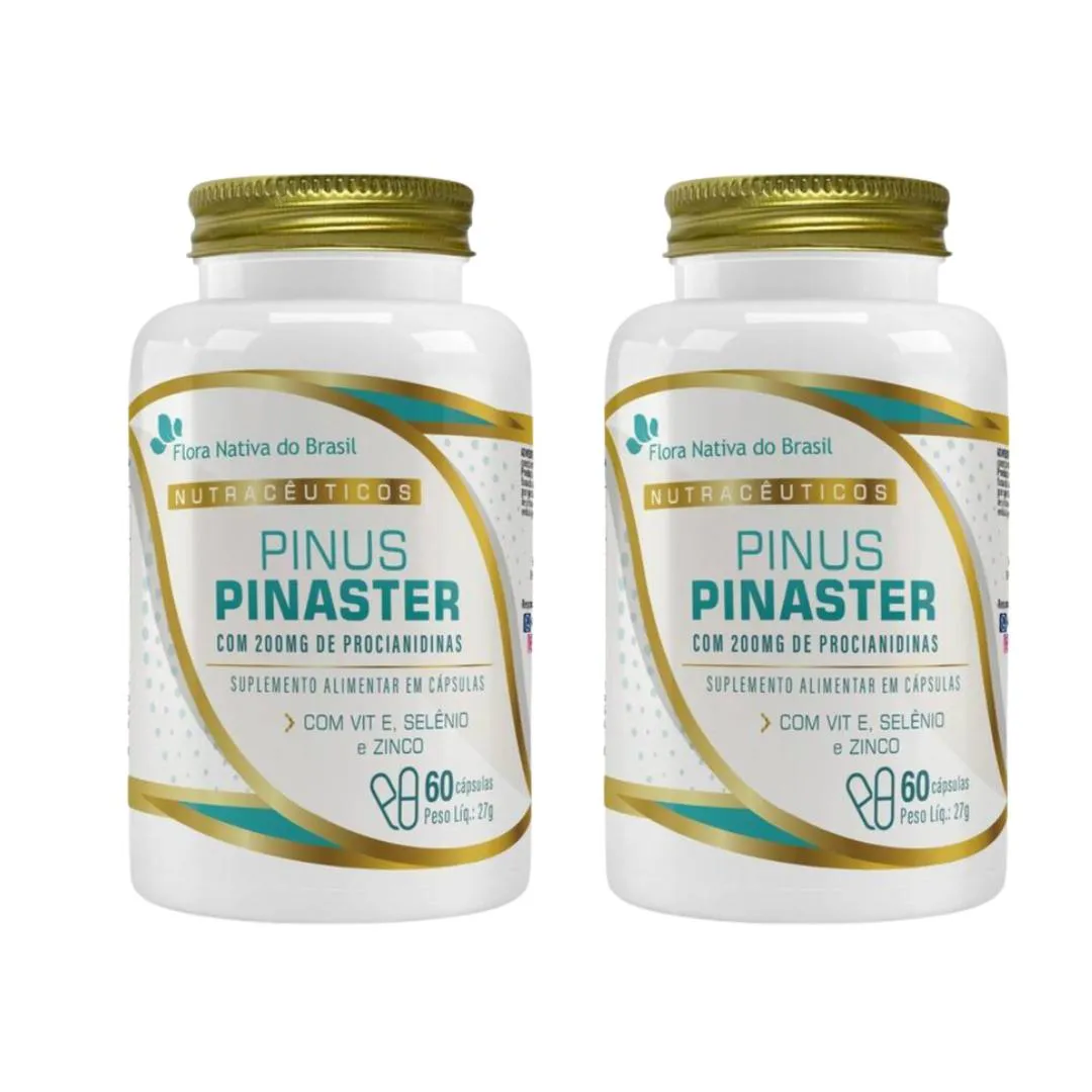KIT 2X PINUS PINASTER 200MG + VIT E, SELêNIO E ZINCO 60 CáPSULAS FLORA NATIVA