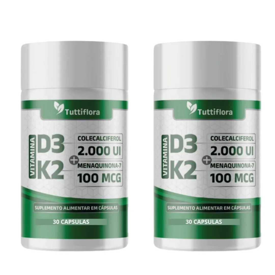 KIT 2X VITAMINA D3 + K2 30 CáPSULAS DE 375MG TUTTIFLORA