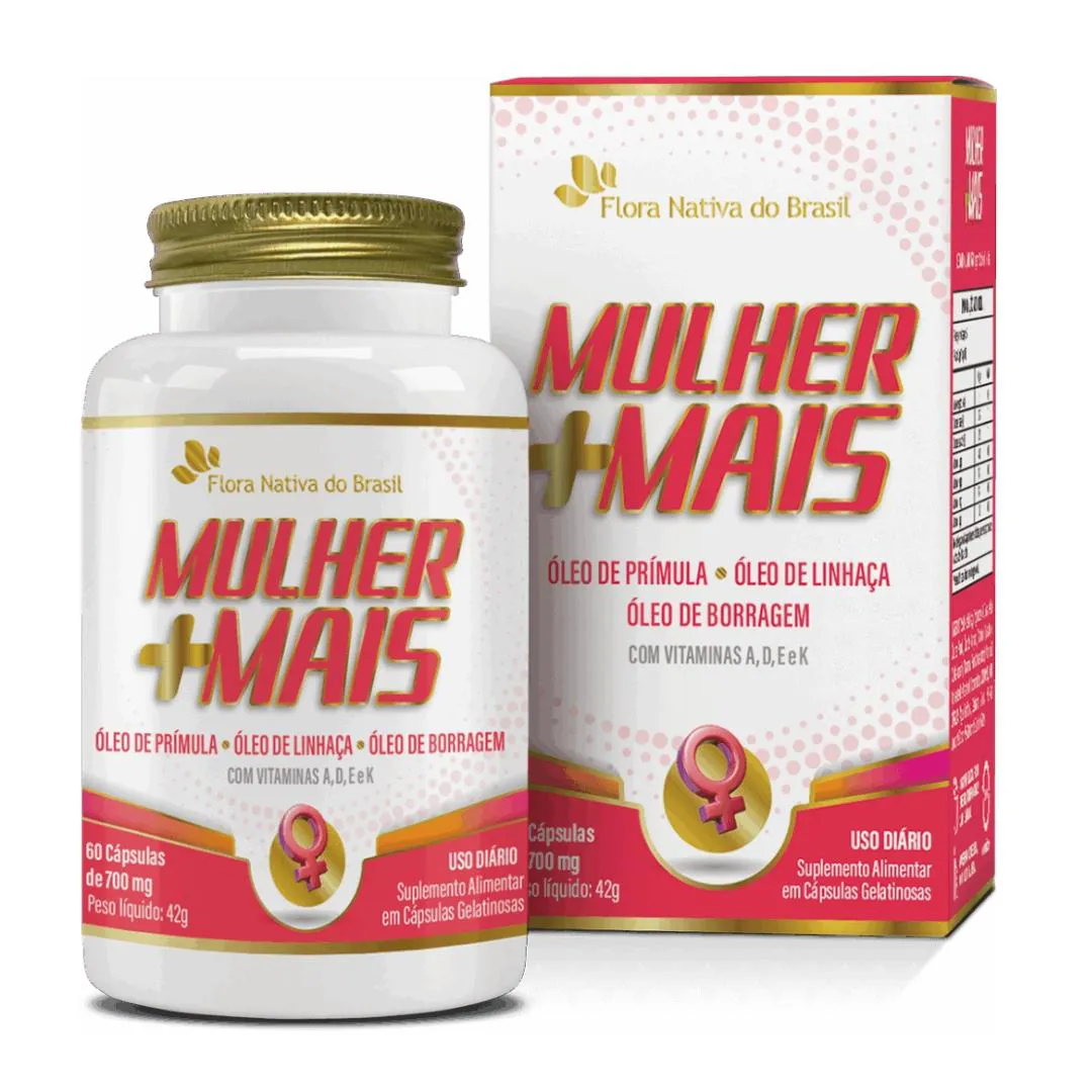 MULHER +MAIS (PRíMULA, LINHAçA, BORRAGEM + VIT ADEK) 60 CáPSULAS FLORA NATIVA