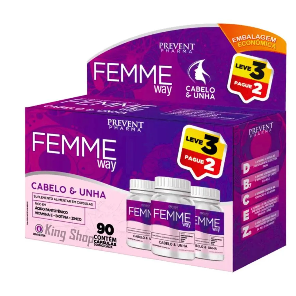 CABELOS & UNHA LEVE 3 PAGUE 2 C/30 CáPSULAS CADA - PREVENT PHARMA