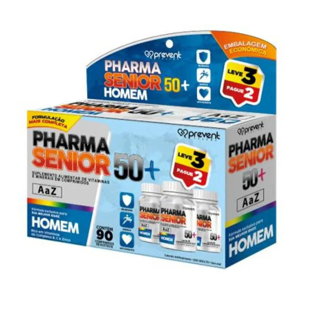 PHARMA SêNIOR A A Z +50 HOMEM LEVE 3 PAGUE 2 C/30 CáPSULAS CADA - PREVENT PHARMA
