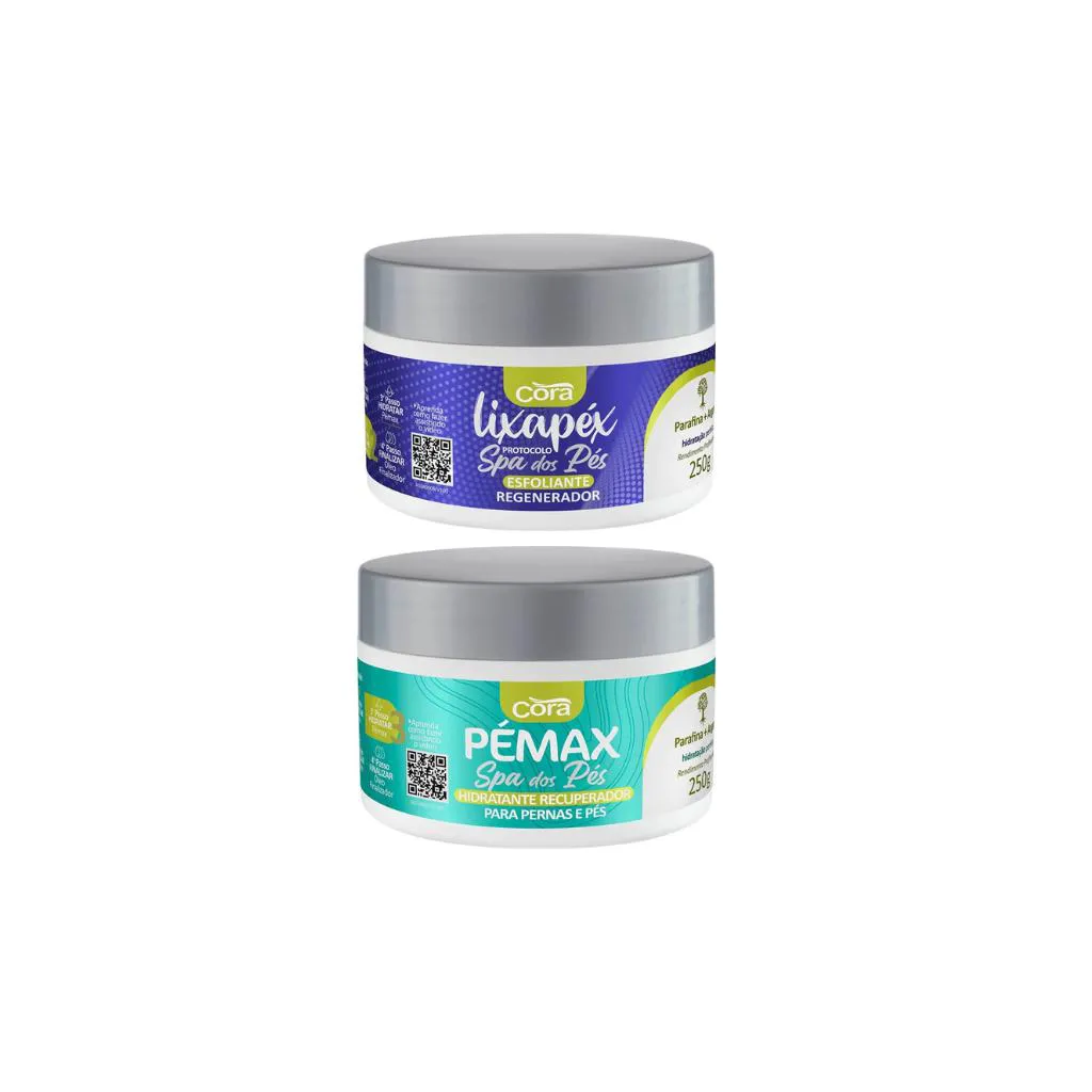 KIT LIXAPéX ESFOLIANTE + PéMAX HIDRATANTE PARAFINA + ARGAN SPA DOS PéS CORA 250G