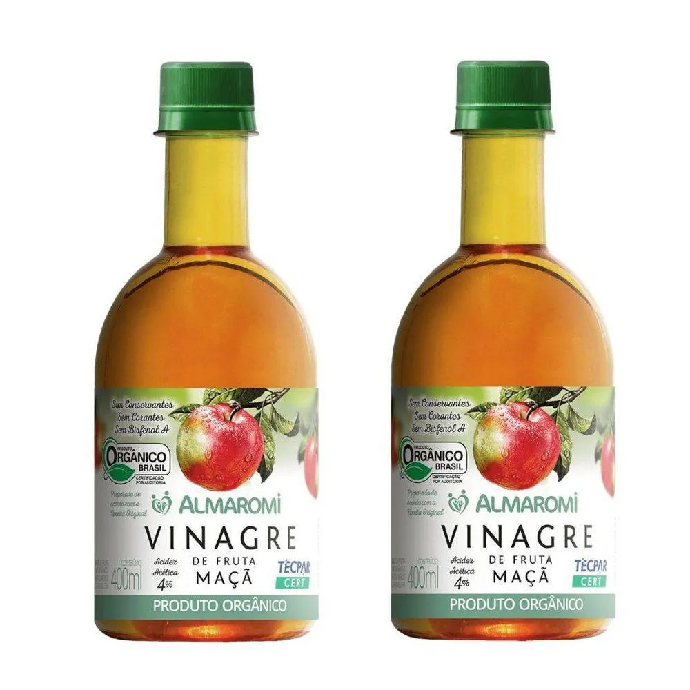 KIT 2UNI VINAGRE DE MAçã ORGâNICO 400ML PET - ALMAROMI