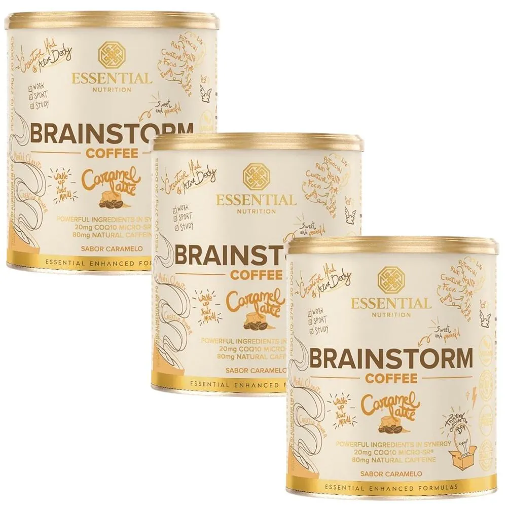 3X BRAINSTORM COFFEE - CARAMEL LATTE - 274G - ESSENTIAL NUTRITION