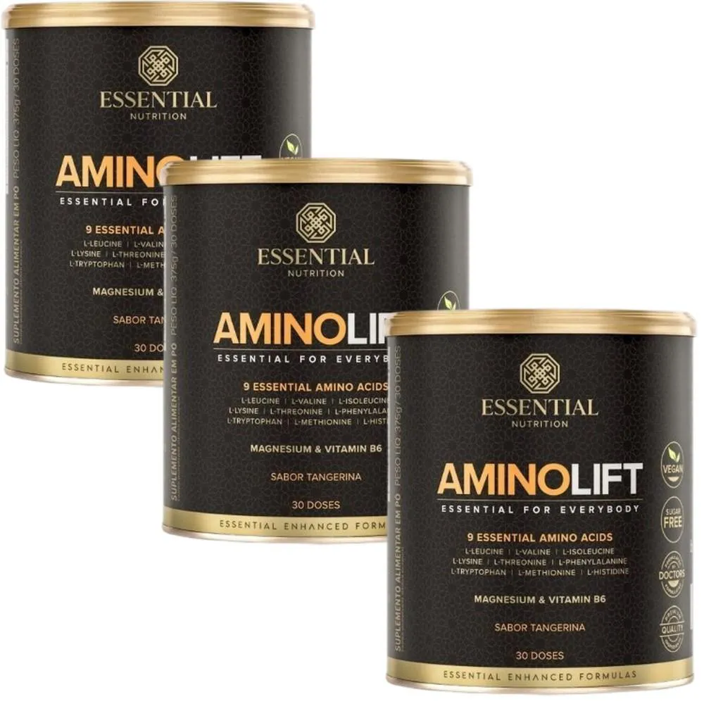KIT 3X AMINOLIFT TANGERINA - (375G / 30 DOSES) - ESSENTIAL NUTRITION