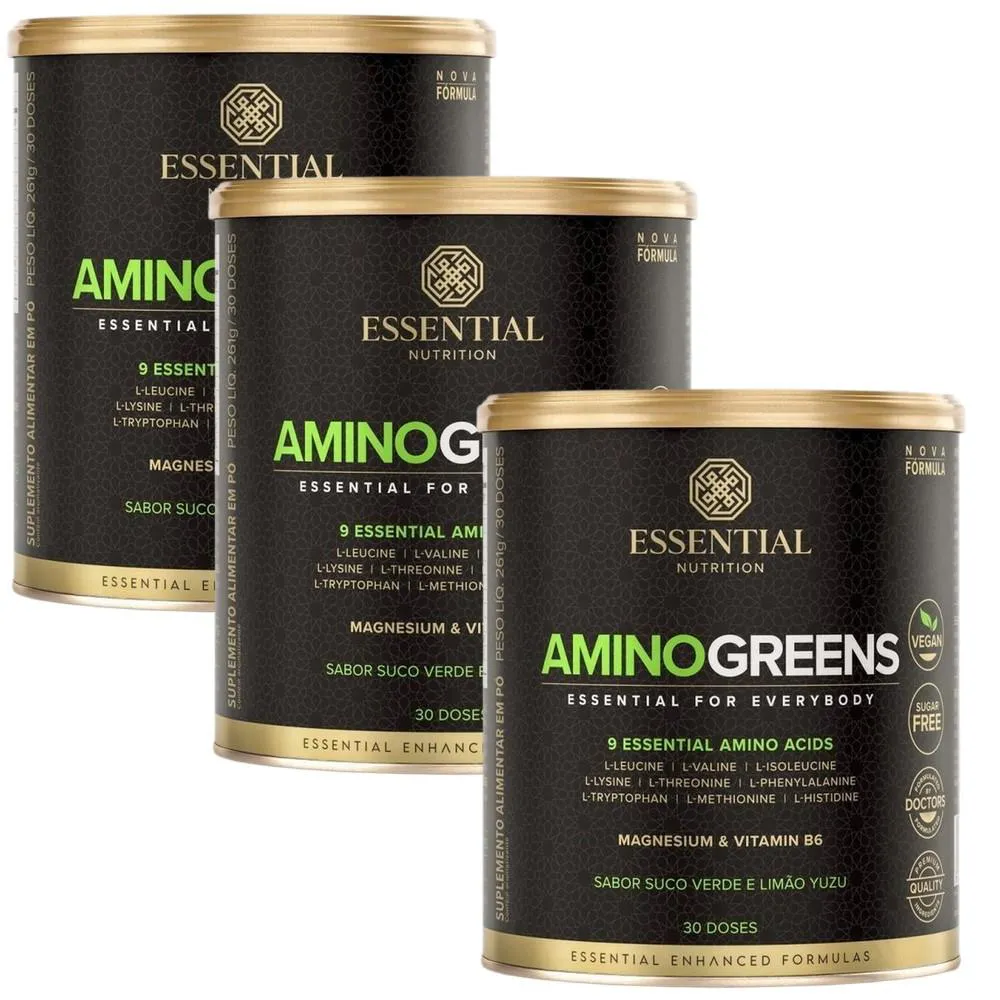 KIT 3X AMINO GREENS 261G - ESSENTIAL NUTRITION