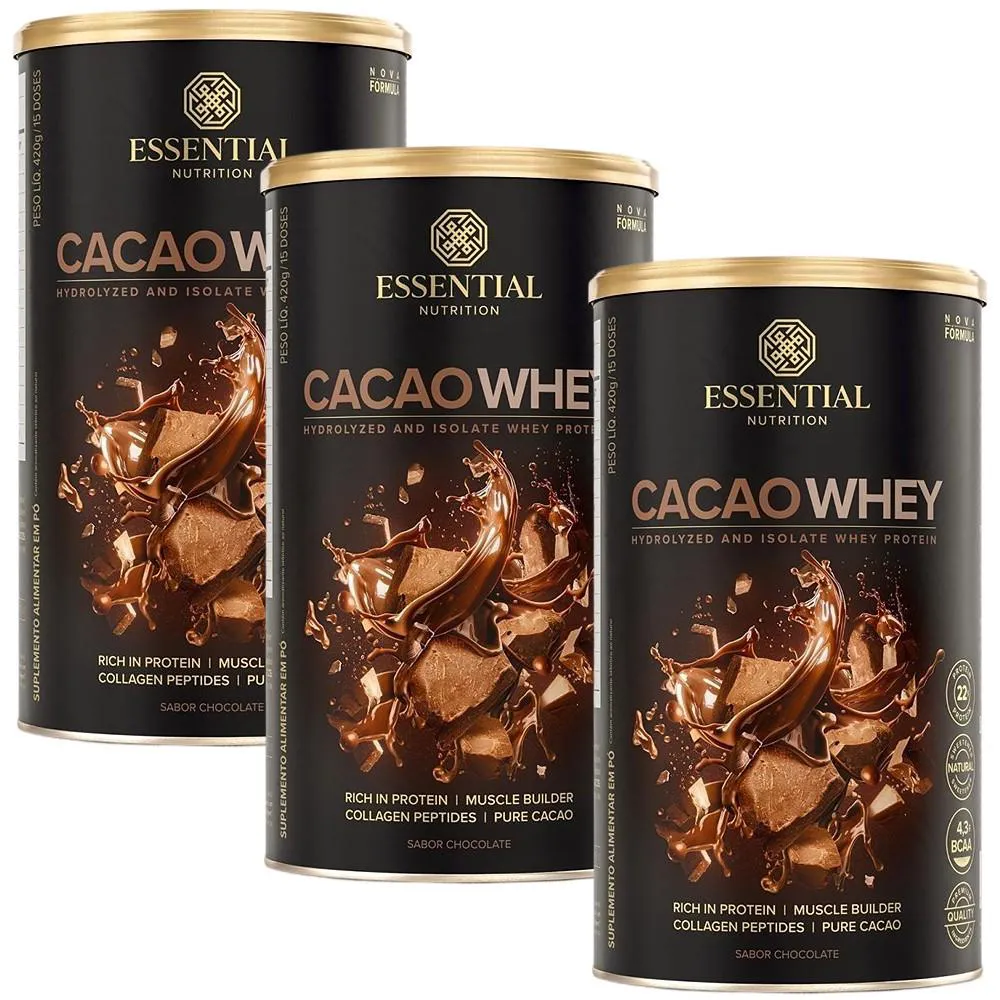 KIT 3X CACAO WHEY (420G) - ESSENTIAL NUTRITION