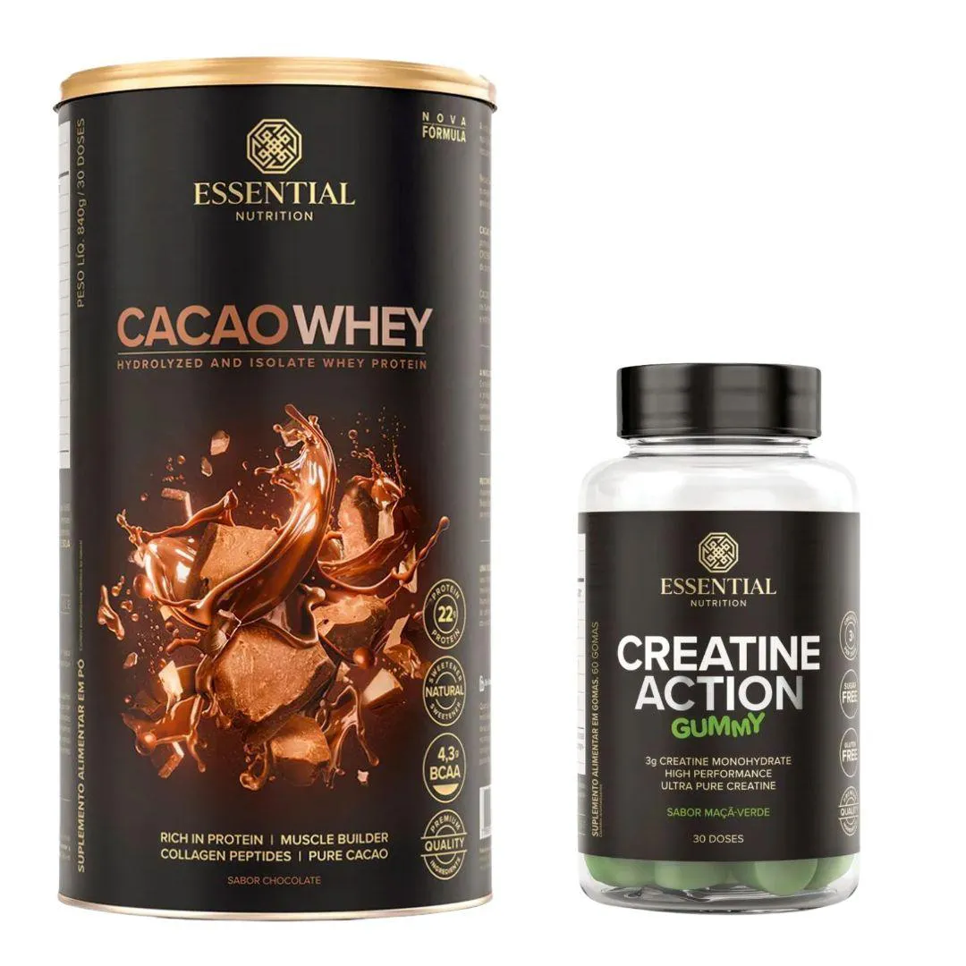 KIT CACAO WHEY + CREATINE ACTION GUMMY  MACA VERDE-ESSENTIAL
