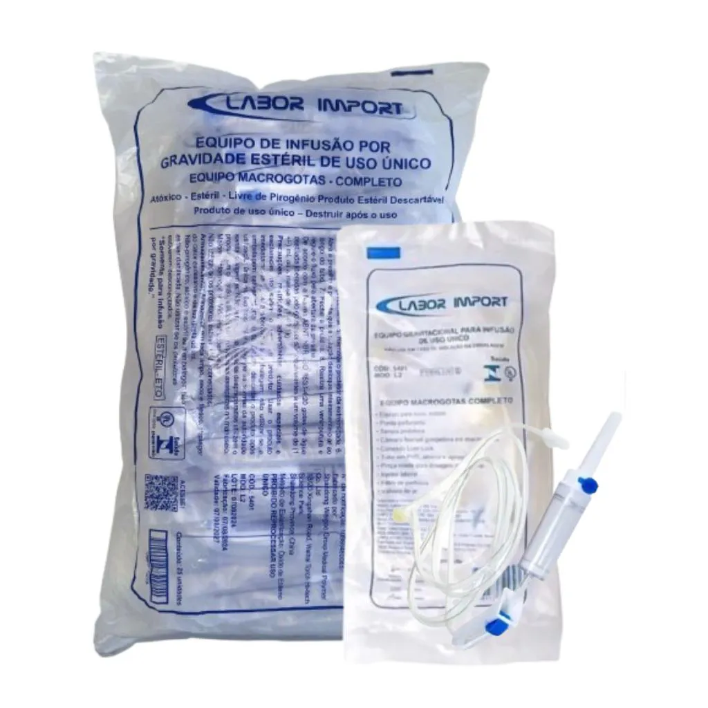 KIT 50 EQUIPO MACROGOTAS COMPLETO PVC LABOR IMPORT