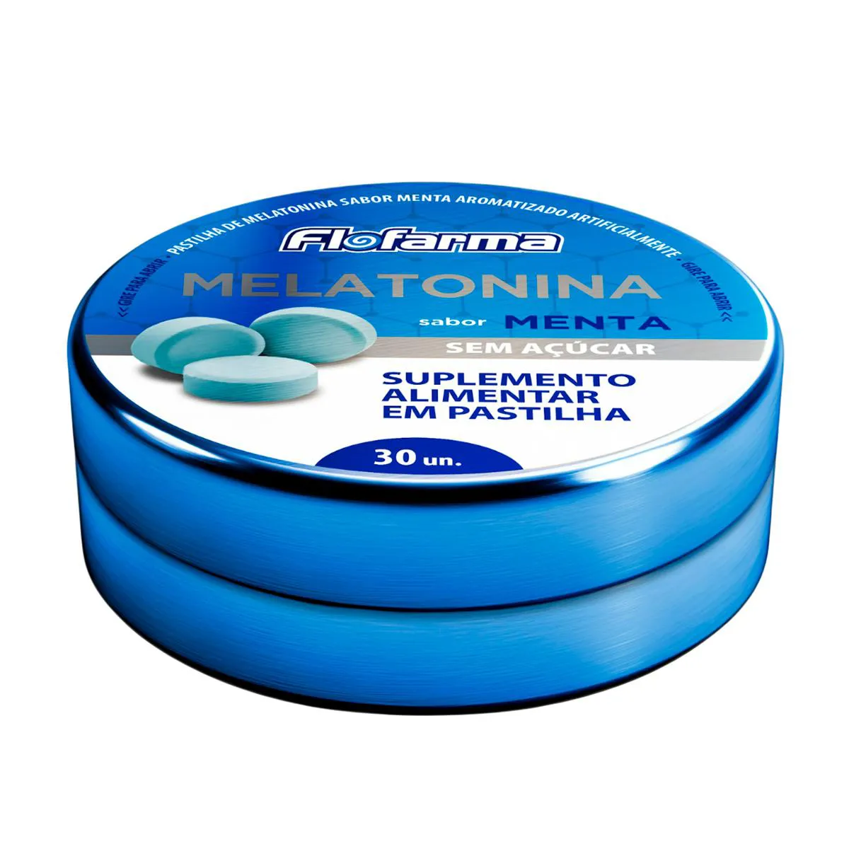 Pastilha de Melatonina Flofarma Menta Sem Açúcar 30 Unidades
