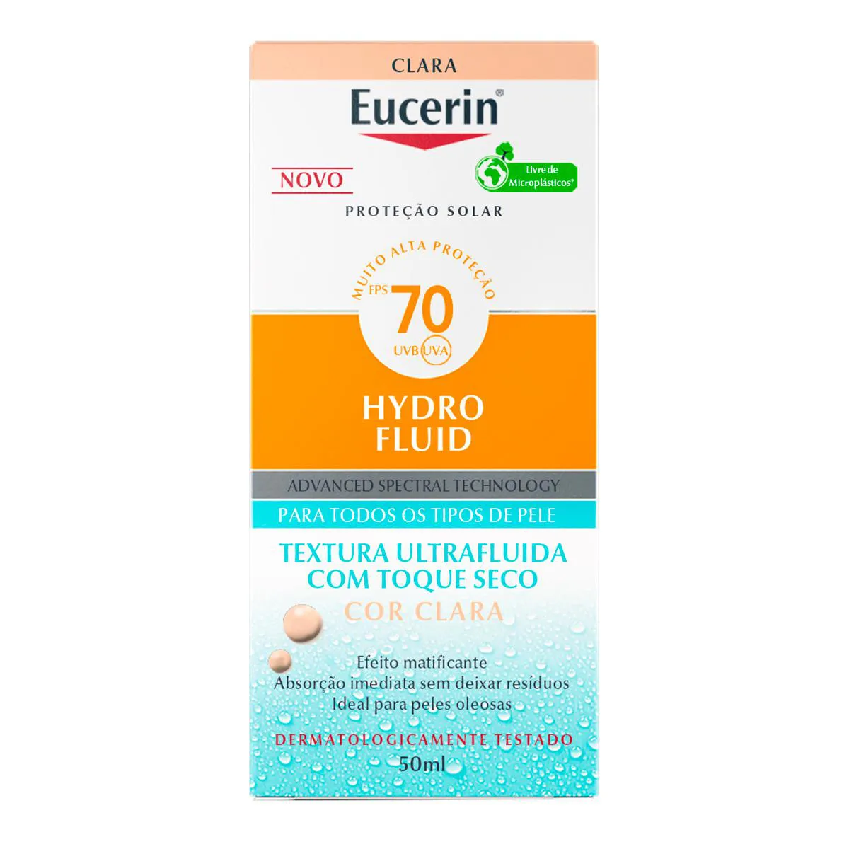 Protetor Solar Facial Eucerin Hydro Fluid FPS 70 Cor Clara 50ml