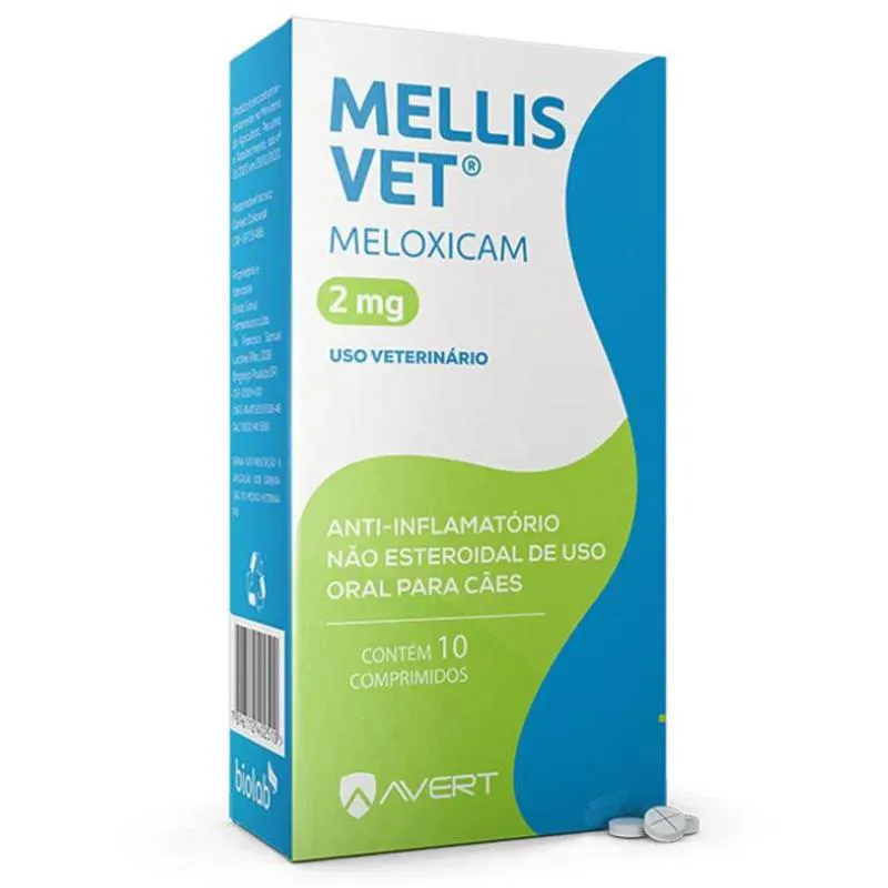 ANTI-INFLAMATóRIO MELLIS VET 2MG PARA CãES COM 10 COMPRIMIDOS