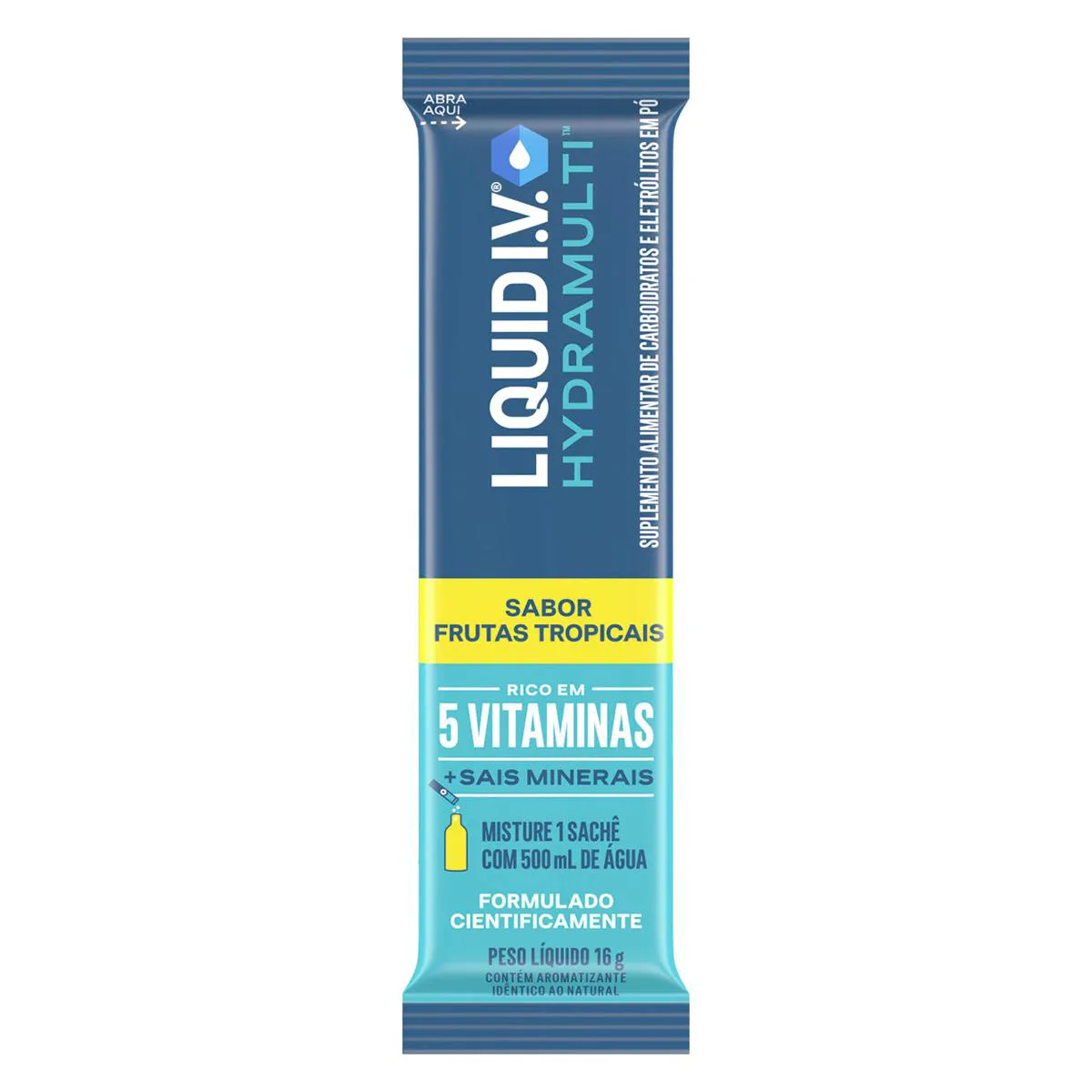 Suplemento Alimentar Pó Frutas Tropicais Liquid I.V. Hydramulti Pacote 16g