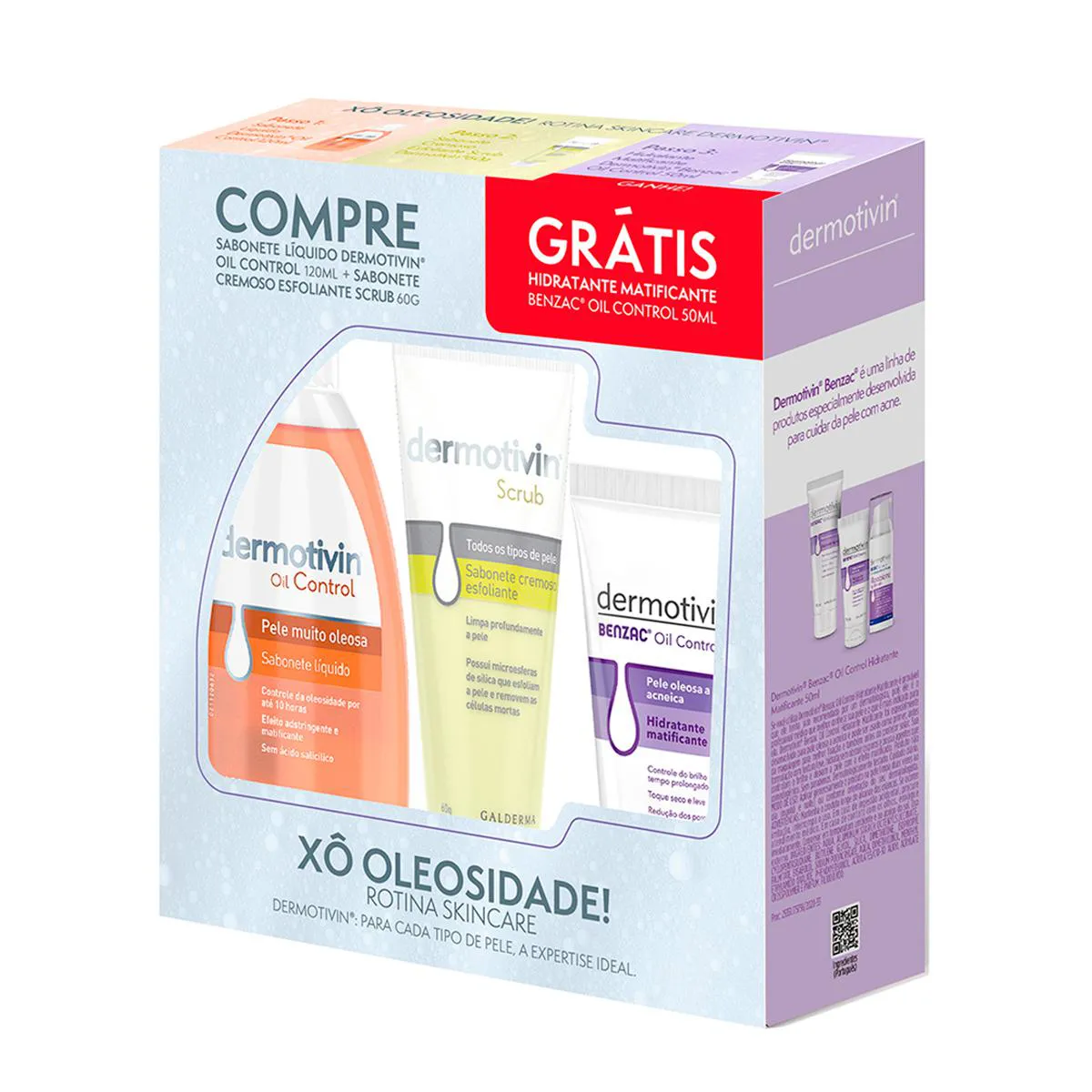 Kit Dermotivin Facial Sabonete Oil Control+ Scrub+ Benzac