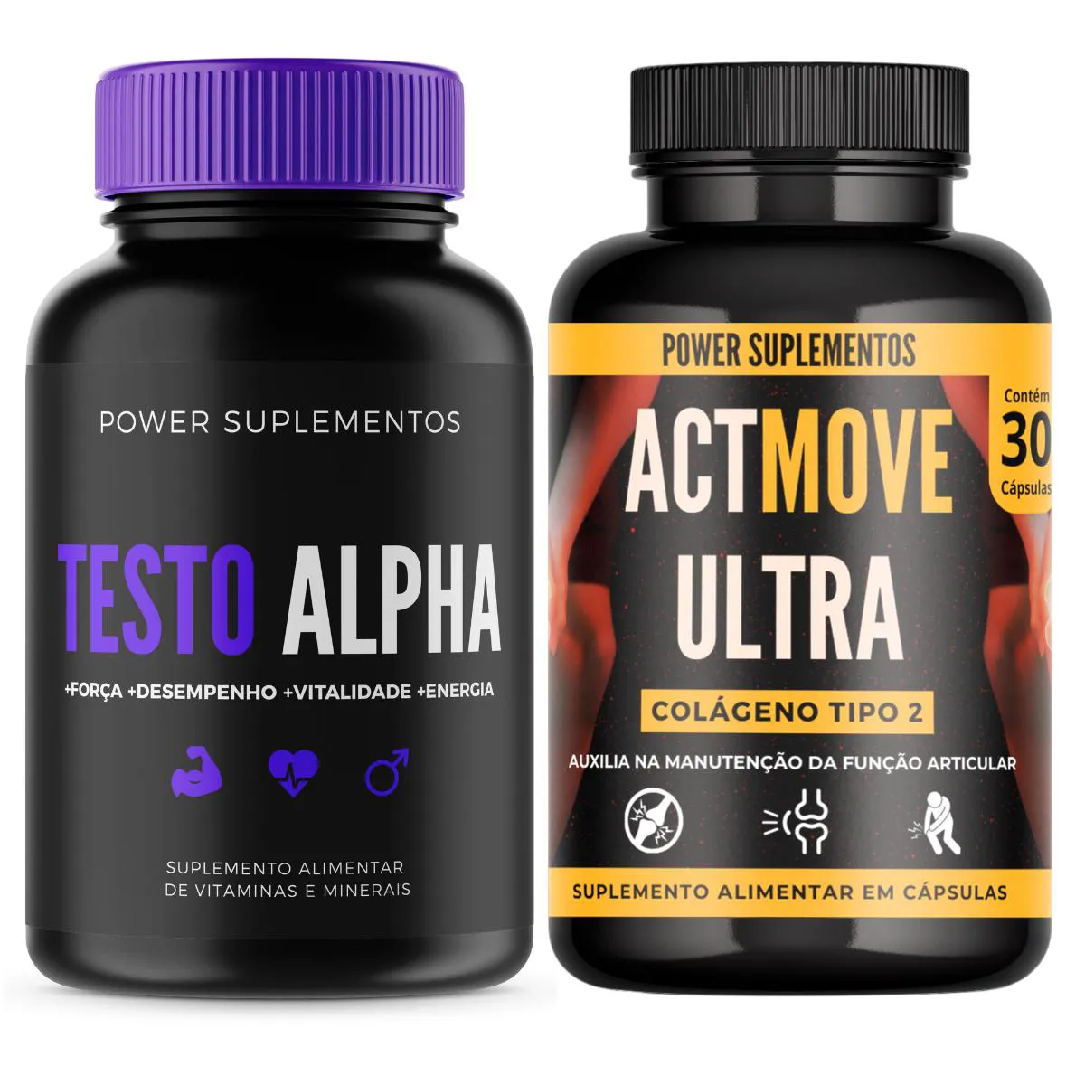 1 TESTO ALPHA MULTIVIMíNICO MASCULINO + ACTMOVE ULTRA COLáGENO TIPO 2 Neutro