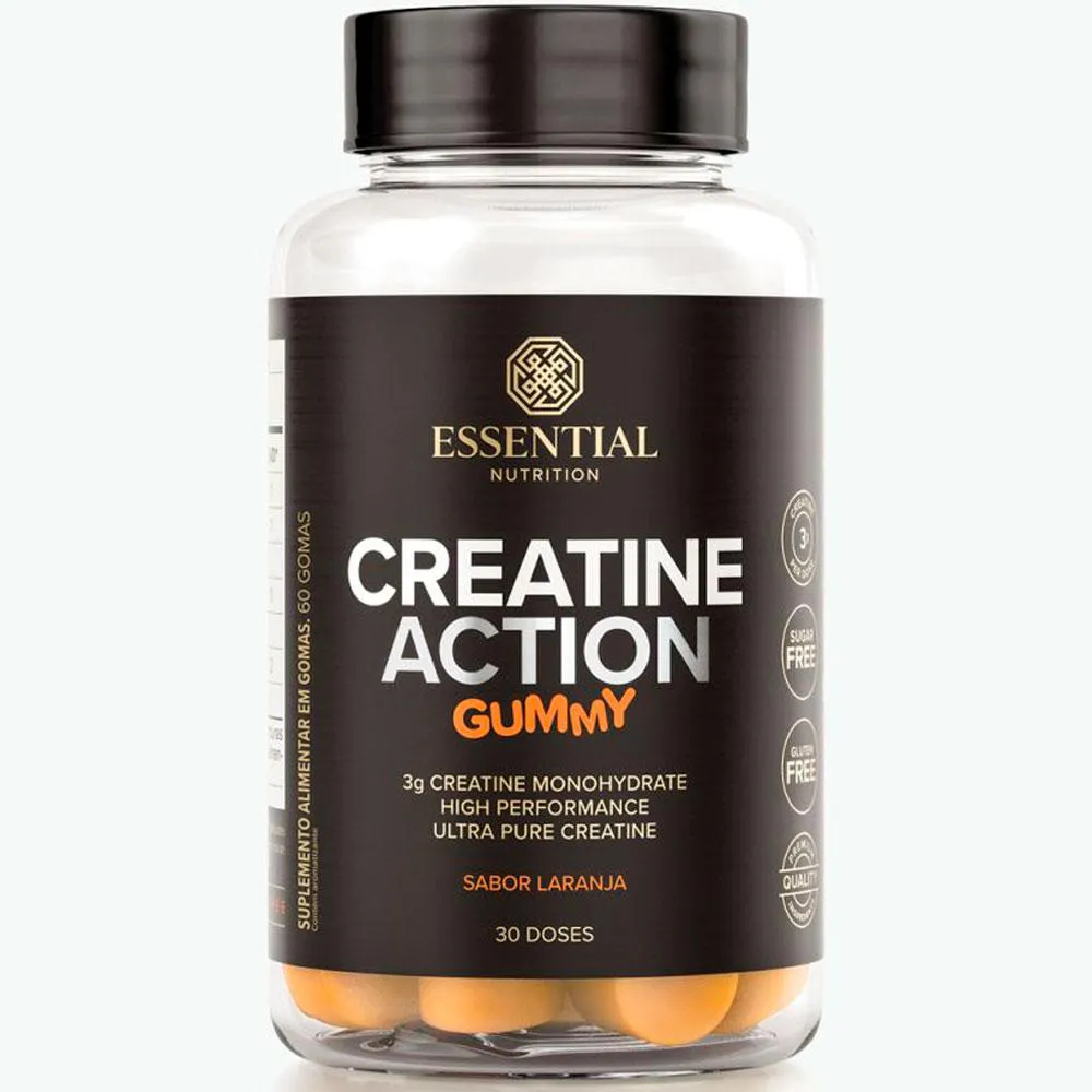 CREATINE ACTION GUMMY LARANJA (240G / 60 GOMAS) - ESSENTIAL NUTRITION